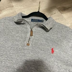 Ralph Lauren Polo Charcoal Grey Sweater Quarter Zip M Men’s Red